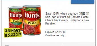 Free Hunt’s Tomato Paste for SavingStar Freebie Friday