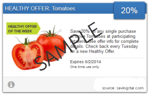 Tomatoes 20% with SavingStar App