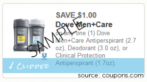 Dove Men+Care Deodorant and Antiperspirant coupon